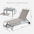 Deux chaises longues d'extérieur avec 1 table