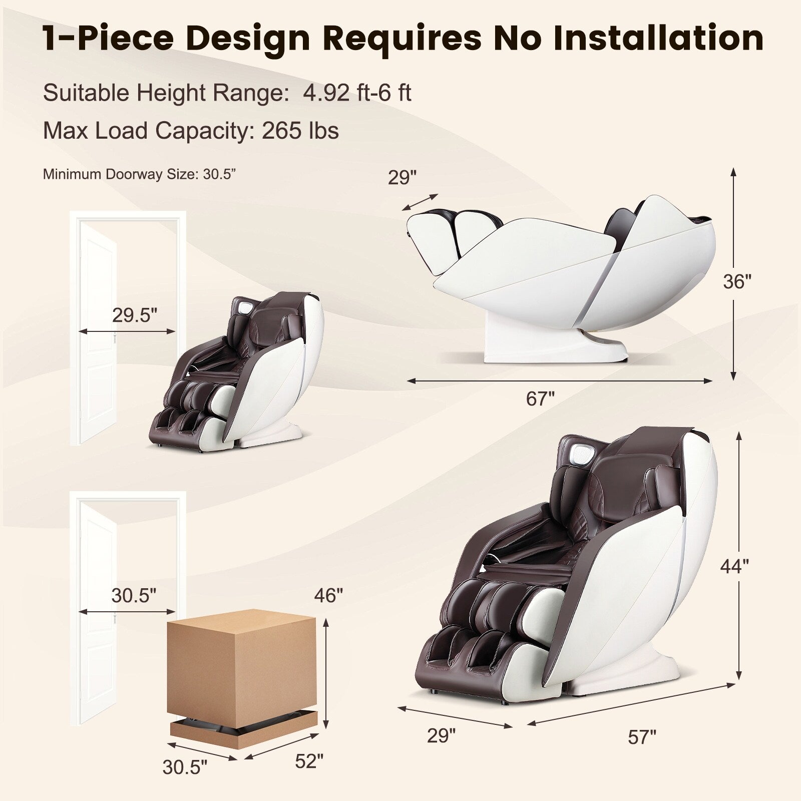 Fauteuil de massage corporel complet Costway avec commande vocale, chaleur et rouleau de pied