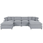 Canapé d'angle moderne en U avec 2 grandes méridiennes et poufs amovibles