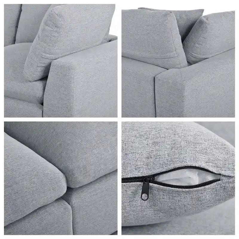 Canapé d'angle moderne en U avec 2 grandes méridiennes et poufs amovibles