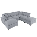 Canapé d'angle moderne en U avec 2 grandes méridiennes et poufs amovibles