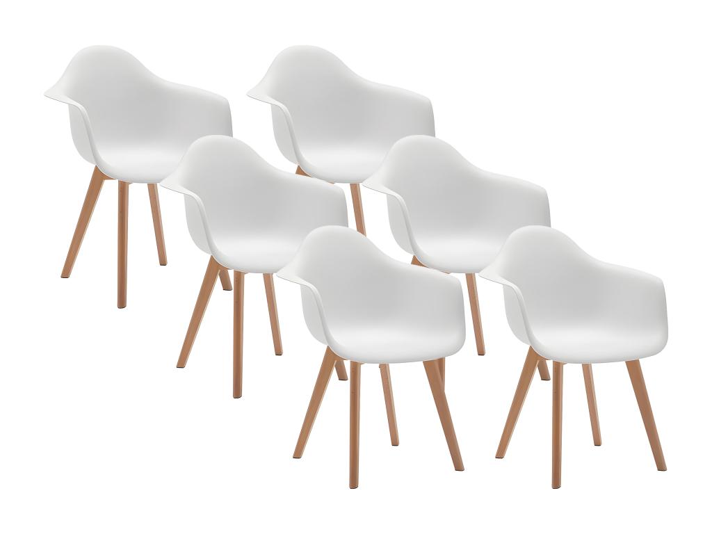 Set of 6 VIXI armchairs - Polypropylene and Beech - White