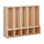 Porte-manteau pour enfants ECR4Kids Streamline 5 sections avec banc, mobilier de classe