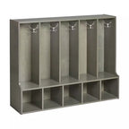 Porte-manteau pour enfants ECR4Kids Streamline 5 sections avec banc, mobilier de classe