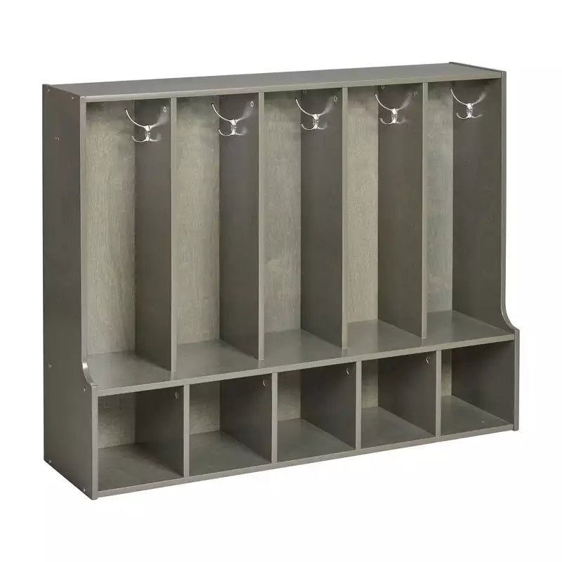 Porte-manteau pour enfants ECR4Kids Streamline 5 sections avec banc, mobilier de classe