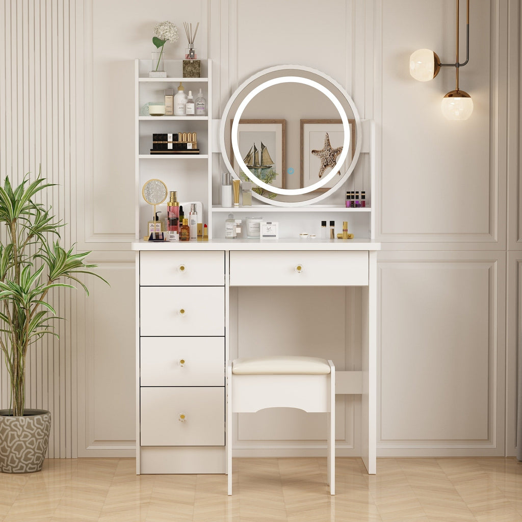 Ensemble de Coiffeuse Maquillage avec Miroir Tactile et Tabouret