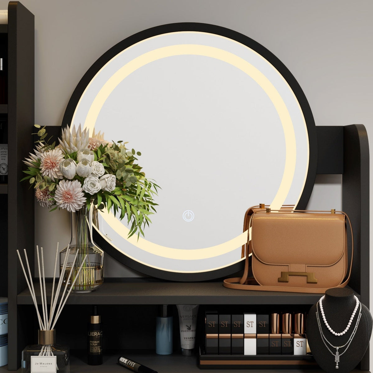 Ensemble de Coiffeuse Maquillage avec Miroir Tactile et Tabouret