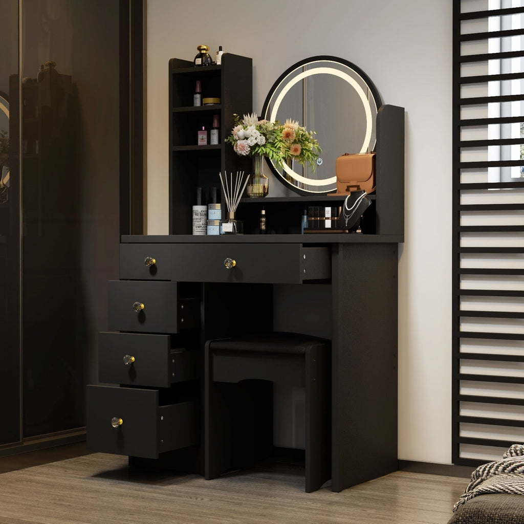 Ensemble de Coiffeuse Maquillage avec Miroir Tactile et Tabouret
