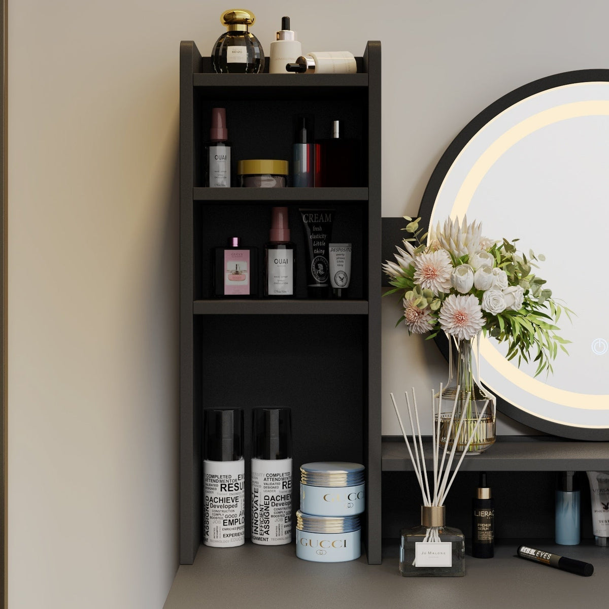 Ensemble de Coiffeuse Maquillage avec Miroir Tactile et Tabouret
