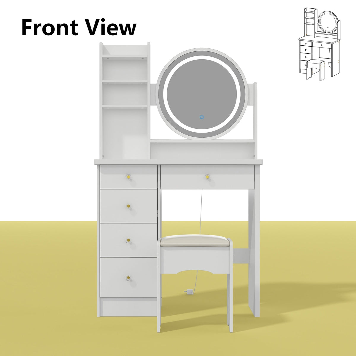 Ensemble de Coiffeuse Maquillage avec Miroir Tactile et Tabouret