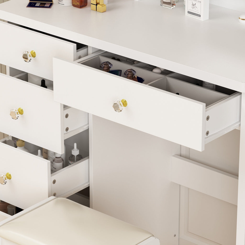 Ensemble de Coiffeuse Maquillage avec Miroir Tactile et Tabouret