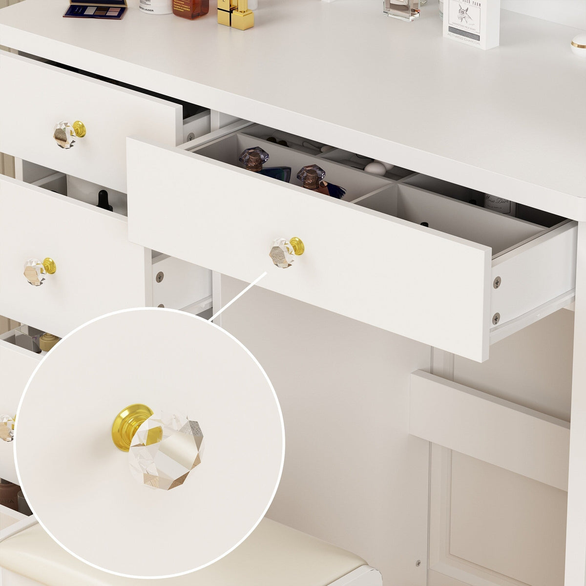 Ensemble de Coiffeuse Maquillage avec Miroir Tactile et Tabouret