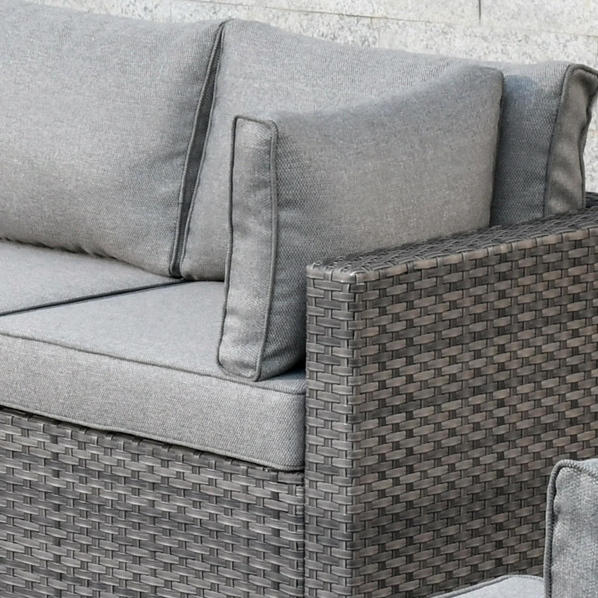OVIOS Ensemble de 11 pièces de canapé sectionnel en osier avec fauteuils pivotants et foyer