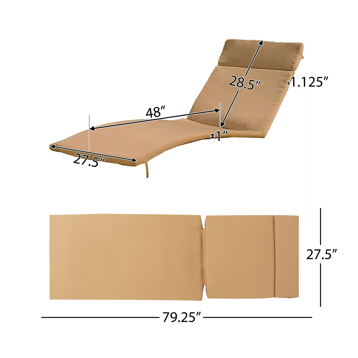 Ensemble de coussins d'extérieur Salem pour chaise longue - Coussins uniquement (lot de 2) par Christopher Knight Home - 79,25L x 27,50W x 1,50H