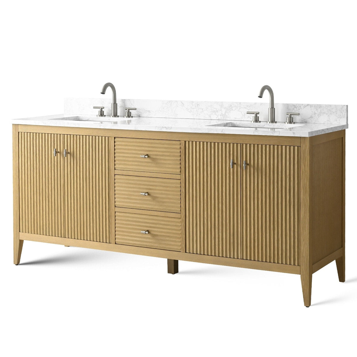 Meuble-lavabo de salle de bain Vanity Art 72 po à double vasque avec dessus en marbre reconstitué