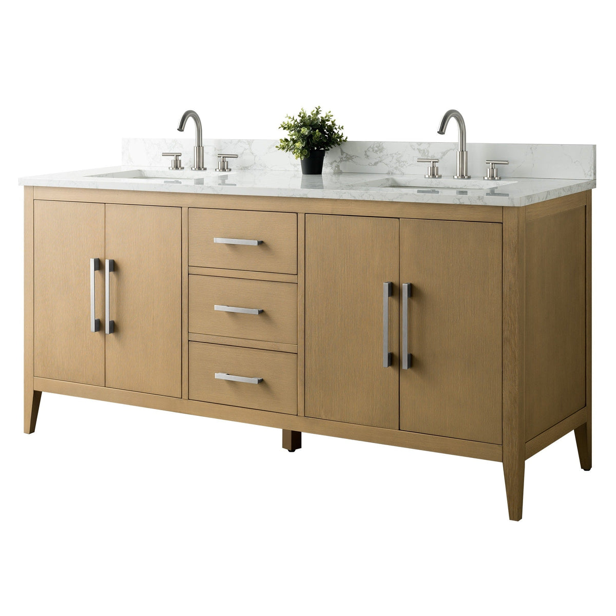 Meuble-lavabo de salle de bain Vanity Art 72 po à double vasque avec dessus en marbre reconstitué