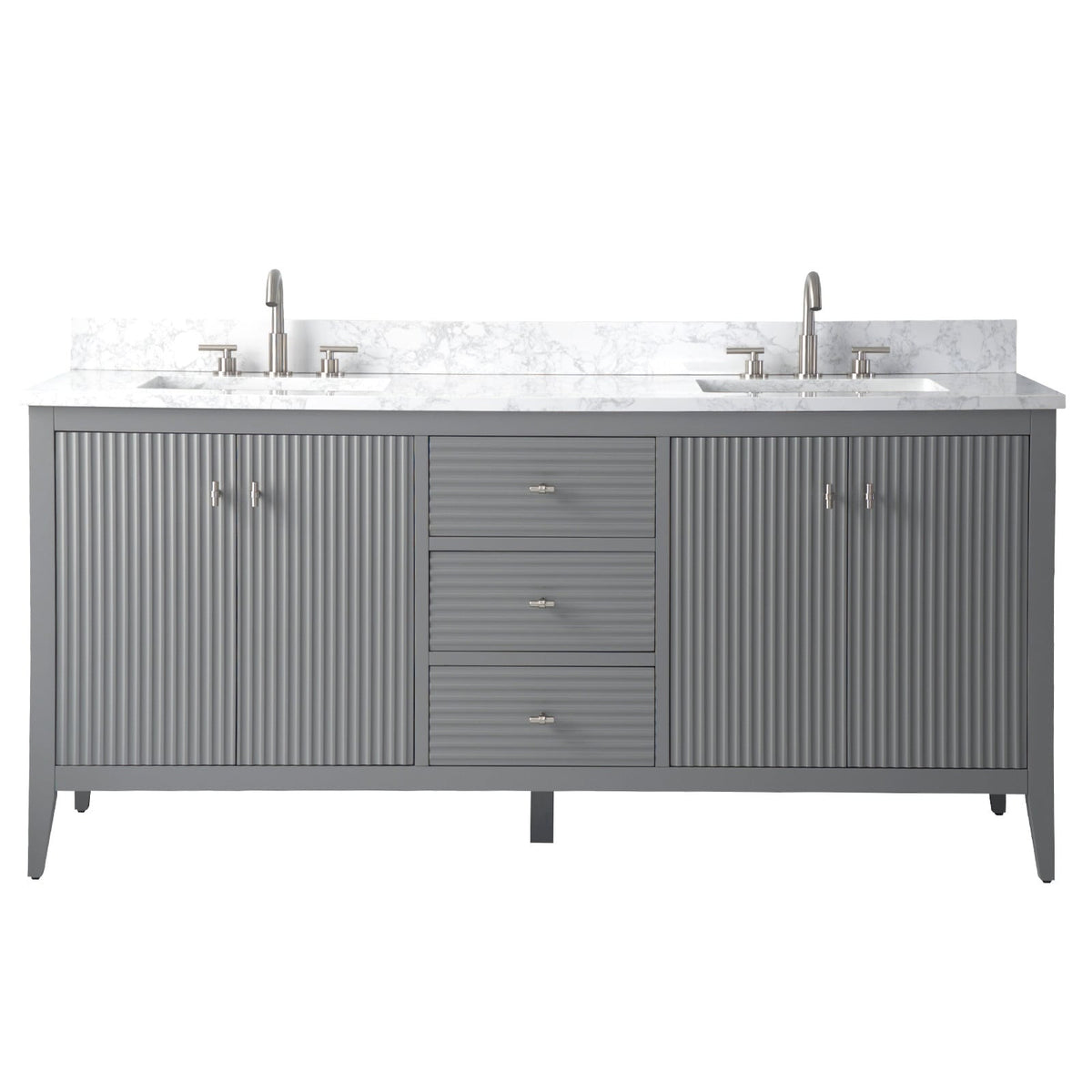 Meuble-lavabo de salle de bain Vanity Art 72 po à double vasque avec dessus en marbre reconstitué