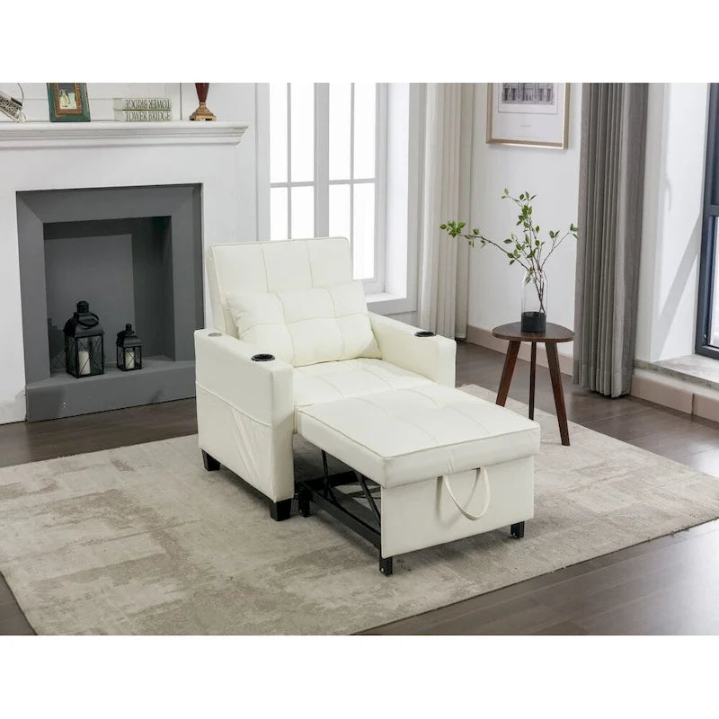 Fauteuil Lit Futon Convertible Fauteuil 3-en-1 Fauteuils Lits avec Ports USB