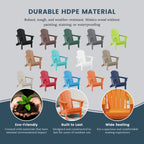 Chaise Adirondack pliante d'extérieur tout temps Polytrends Laguna résistante à la décoloration pour patio