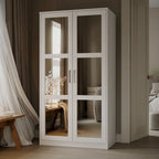 Palace Imports Armoire Urbaine 2 Portes 100% Bois Massif avec Portes Pleines et Miroirs