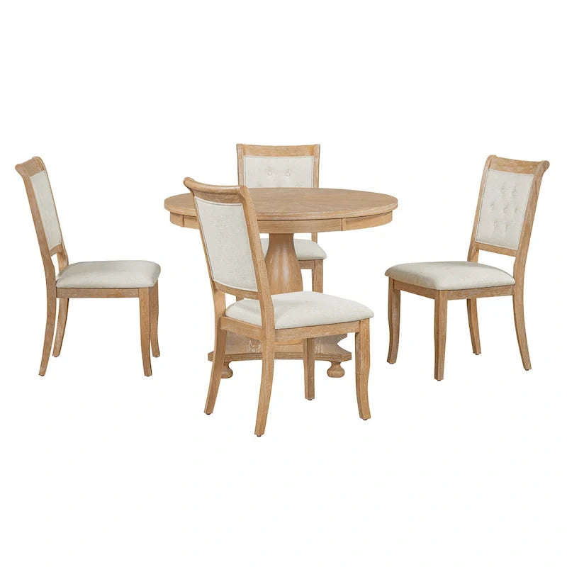 Ensembles de salle à manger 5 pièces Lak Retro avec chaises rembourrées par GDFStudio