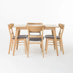 Ensemble de salle à manger rectangulaire 5 pièces en tissu et hévéa Idalia par Christopher Knight Home