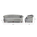 Canapé capitonné chesterfield La Rosa 84 en velours, style moderne du milieu du siècle