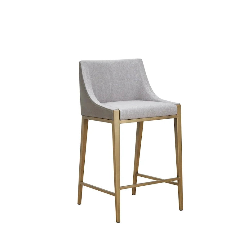 Tabouret de comptoir contemporain Modrest Fairview gris et laiton
