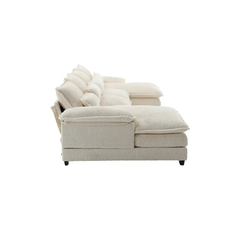 Canapé modulable Cloud pour salon, canapé d'angle moderne en chenille/boucle, canapé convertible modulable confortable avec double méridienne