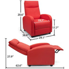 Fauteuil inclinable à dossier basculant en similicuir, marron / noir / gris / kaki / rouge / beige, simple