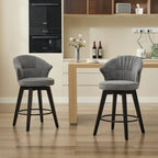 Lot de 2 tabourets de bar pivotants, chaises de salle à manger rembourrées avec large dossier, chaises de hauteur comptoir avec pieds en métal