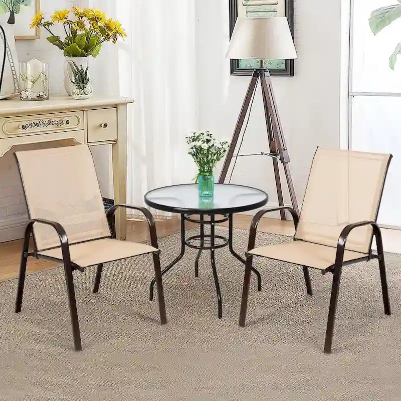 Costway Lot de 4 chaises de jardin et de terrasse avec accoudoirs – Voir détails