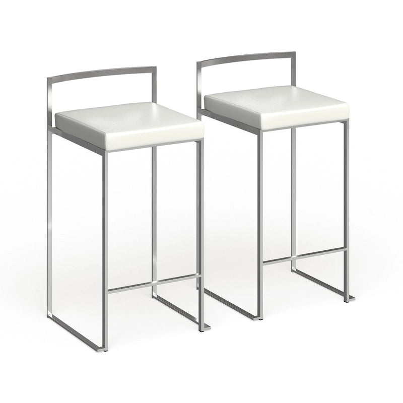 Tabouret de comptoir Silver Orchid Forrest en acier inoxydable empilable et entièrement soudé (lot de 2)