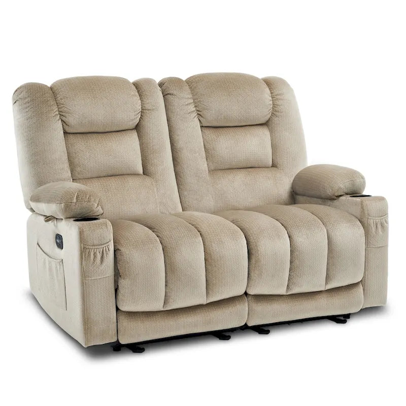 Causeuse inclinable électrique MCombo avec fonction chauffage et massage, en tissu PR648