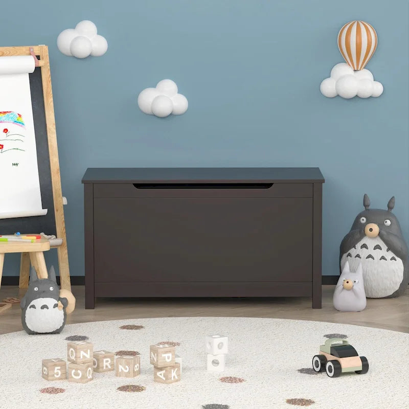 Coffre à jouets en bois pour enfants avec couvercle à charnière de sécurité, pour les 3 ans et plus