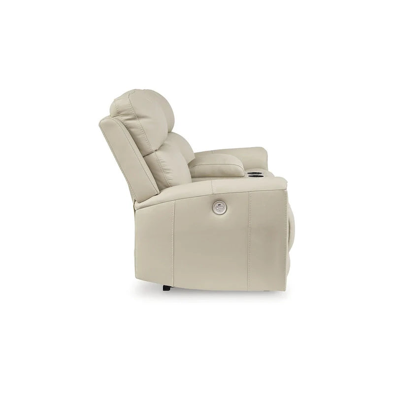 Causeuse inclinable électrique beige Ashley Dahlmoore Signature Design avec console – 76 L x 42 P x 40 H
