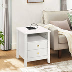 Tables de chevet (lot de 2) avec station de charge, table d'appoint avec 2 tiroirs, ports USB et prises, pour chambre à coucher