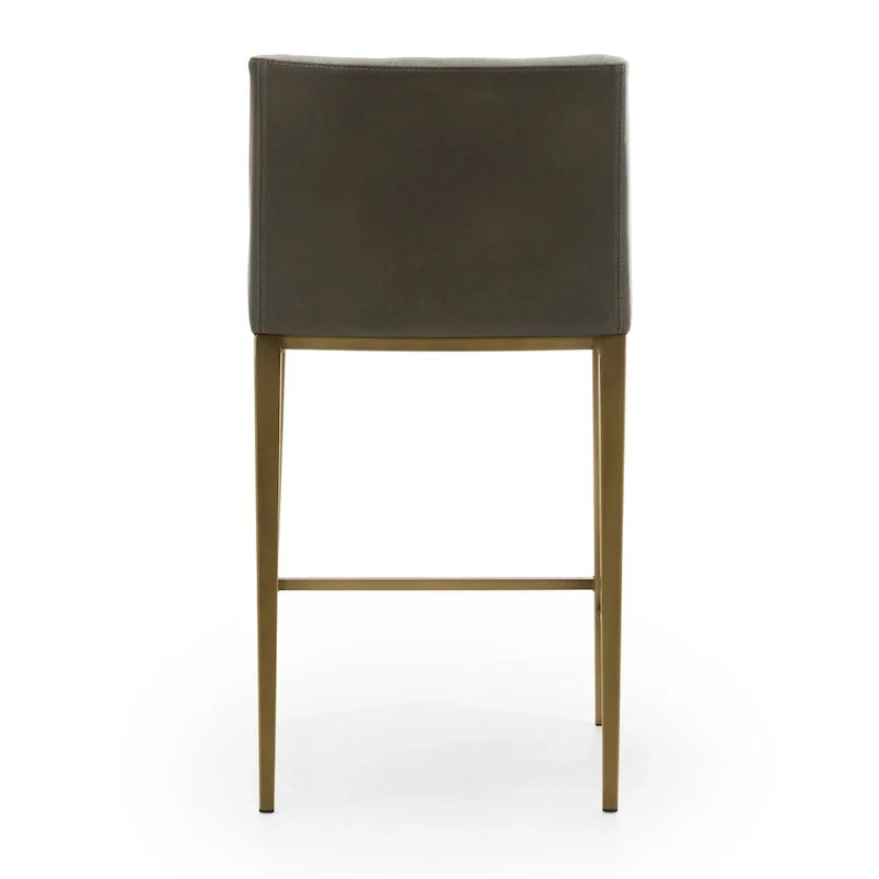Tabouret de comptoir contemporain Modrest Fairview gris et laiton