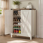 Meuble de rangement pour chaussures Moasis à 5 niveaux et 20 paires avec portes doubles pour entrée