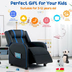 Fauteuil inclinable pour enfants Gymax Canapé ergonomique en cuir avec repose-pieds