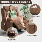 Fauteuil inclinable, Fauteuils à bascule avec massage et chauffage, Poches latérales et porte-gobelet