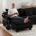 Canapé modulaire, Canapé d'angle confortable "Cloud" avec pouf, Canapé-lit profond pour salon