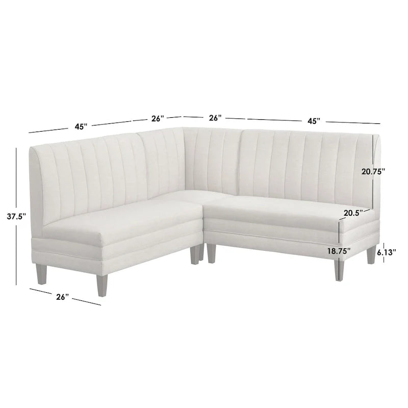 Ensemble de banquette rembourrée 3 pièces Lifestorey Kerrington à dossier capitonné