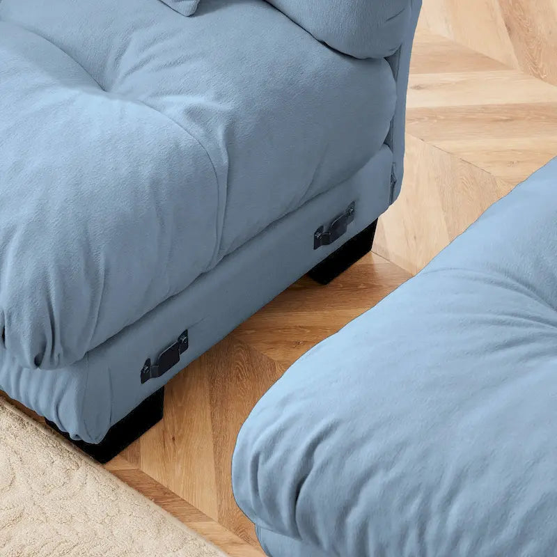 Canapé sectionnel d'angle en chenille avec oreillers lombaires