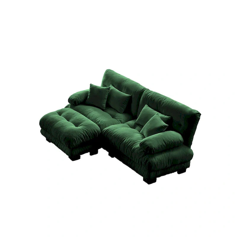 Canapé sectionnel d'angle en chenille avec oreillers lombaires