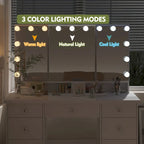 Coiffeuse LED de luxe avec 9 tiroirs, station de maquillage élégante