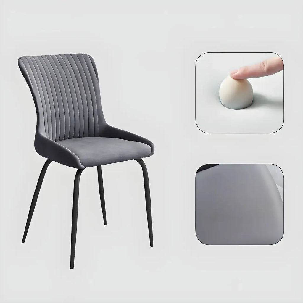 Chaises de salle à manger sans accoudoirs gris foncé industrielles
