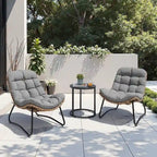 Chaises de jardin Papasan avec coussin, confortables, en rotin PE, avec table d'appoint