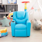 Fauteuil inclinable pour enfants en PVC avec fonction d'inclinaison par poussée, porte-gobelet et repose-pieds confortable