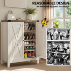 Meuble de rangement pour chaussures Moasis à 5 niveaux et 20 paires avec portes doubles pour entrée